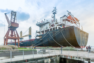 Fototapeta na wymiar Cargo container ship at harbor.