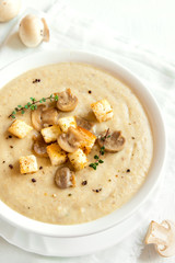 Mushroom soup with croutons