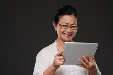 Woman with tablet computer