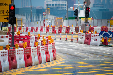 Roadworks - repair street in town, Hong Kong