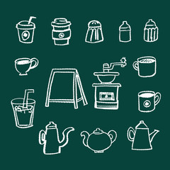 チョークとクレヨンの素材　カフェアイテム　黒板