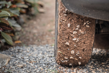 Mud stains on Car tires with space for text.