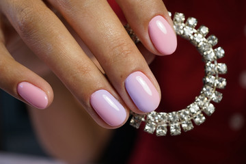 Awesome nails and beautiful clean manicure. Nails are natural. Manicure is made using nails drill machine.