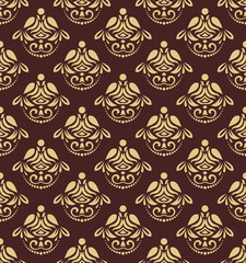 Oriental classic pattern. Seamless abstract background with repeating elements. Brown and golden pattern