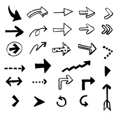 チョークとクレヨンの素材 いろいろな矢印