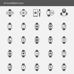 Smart watch vector icons set style