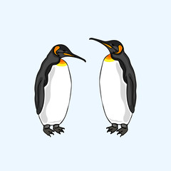 Naklejka premium Vector Penguin family. Love. Family of birds. emperor penquin