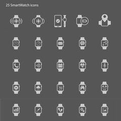 Smart watch vector icons set style