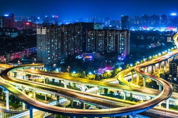 Fototapeta na wymiar Aerial View of Chengdu overpass at Night.