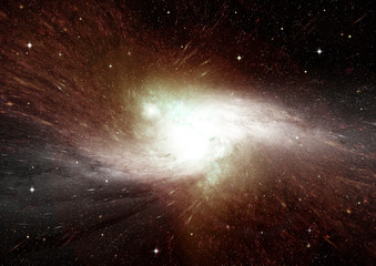 Stars, dust and gas nebula in a far galaxy