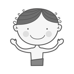 silhouette of cartoon cute boy smiling over white background. vector illustration