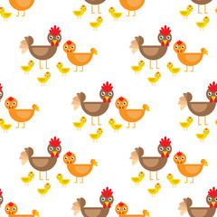 Rooster and family seamless