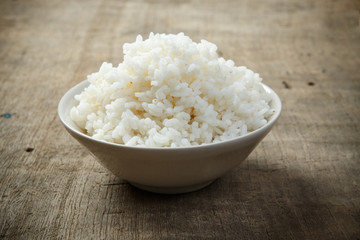 Bowl of organic on wooden table