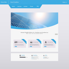 Modern Eco Simple Website Design Template, with Solar Panel Photorealistic Eco Vector Header,

