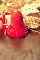Christmas ornaments in soft worm light