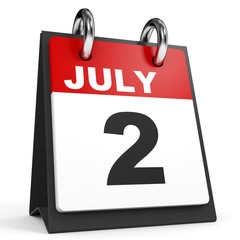 July 2. Calendar on white background.