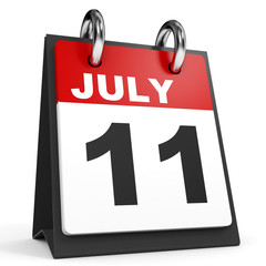 July 11. Calendar on white background.