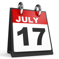 July 17. Calendar on white background.