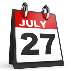 July 27. Calendar on white background.