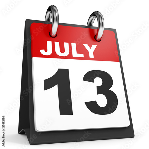 "July 13. Calendar on white background." Stock photo and royaltyfree