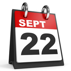 September 22. Calendar on white background.