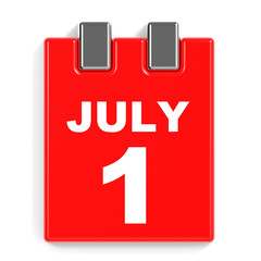 July 1. Calendar on white background.