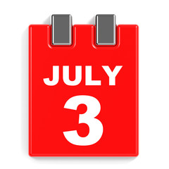 July 3. Calendar on white background.