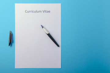 Curriculum vitae written on an blank white paper