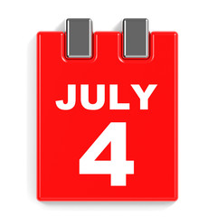 July 4. Calendar on white background.