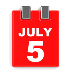 July 5. Calendar on white background.