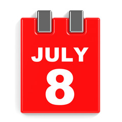 July 8. Calendar on white background.