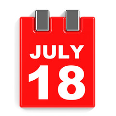 July 18. Calendar on white background.