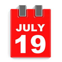July 19. Calendar on white background.