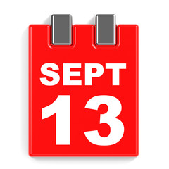 September 13. Calendar on white background.