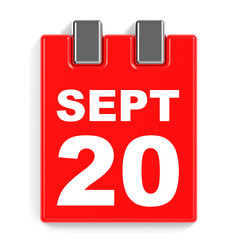 September 20. Calendar on white background.