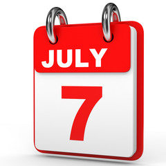 July 7. Calendar on white background.
