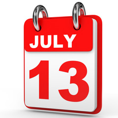 Fototapeta premium July 13. Calendar on white background.