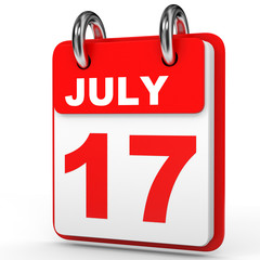 July 17. Calendar on white background.