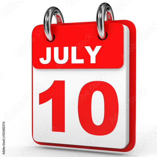 "July 10. Calendar on white background." Stock photo and royaltyfree