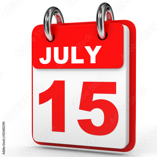 "July 15. Calendar on white background." Stock photo and royaltyfree