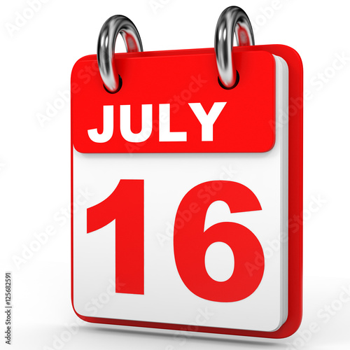 "July 16. Calendar on white background." Stock photo and royaltyfree