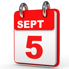 September 5. Calendar on white background.