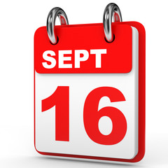 September 16. Calendar on white background.