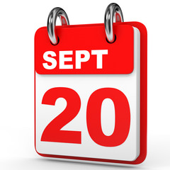 September 20. Calendar on white background.