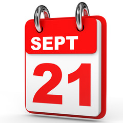 September 21. Calendar on white background.