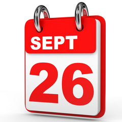 September 26. Calendar on white background.