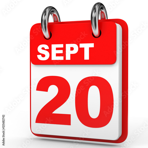 "September 20. Calendar on white background." Stock photo and royalty