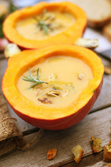 Fresh homemade pumpkin soup
