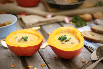 Fresh homemade pumpkin soup