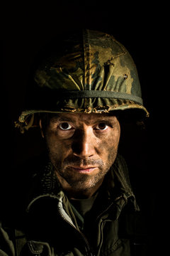 Moody Portrait Of American Soldier - Vietnam War